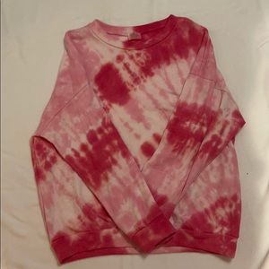 Tie dye pink and white crew neck sweatshirt